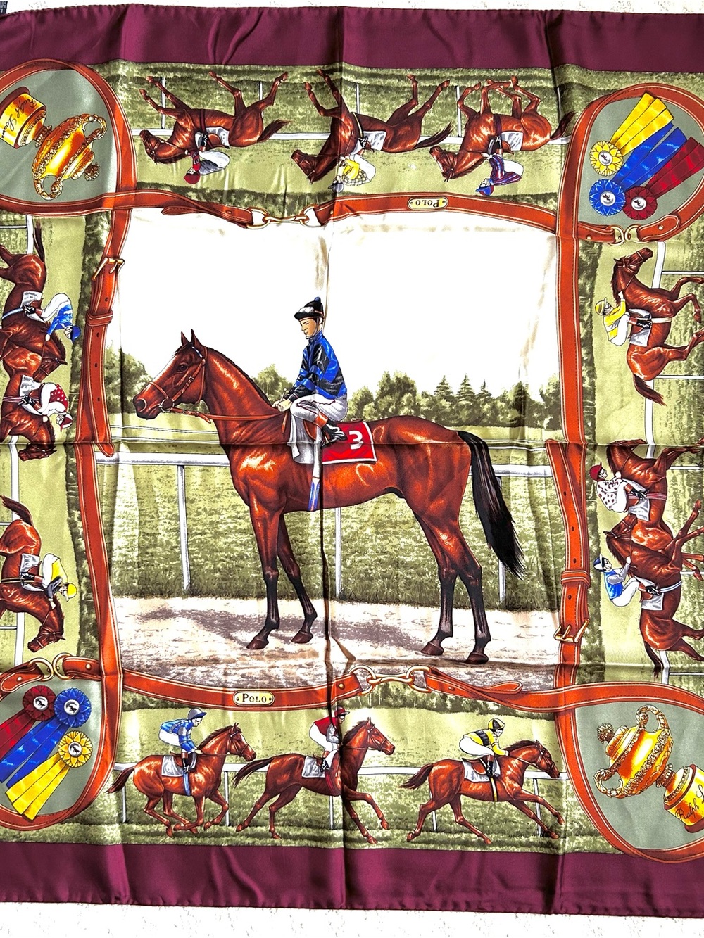 Vintage Collection Ralph Lauren Early 1990’s Silk Derby / Equestrian Scarf